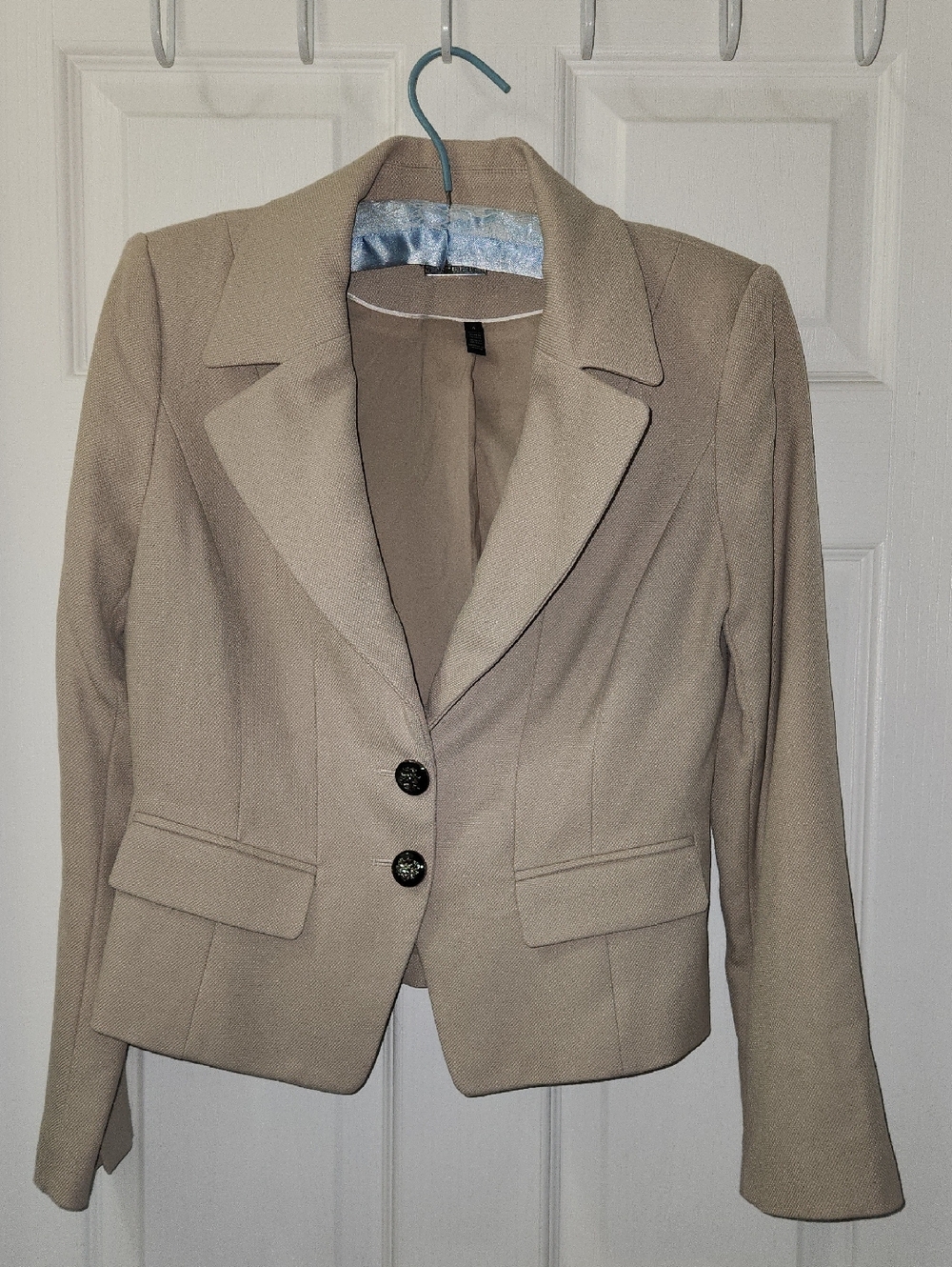 White House Black Market Taupe Tailored Two-Button Blazer